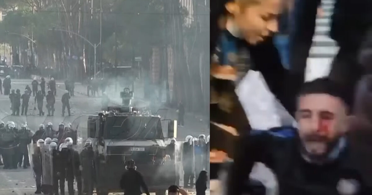 Protesta me skena  lufte  në Tiranë  sulm me fishekzjarre e molotov mbi policinë  Video 